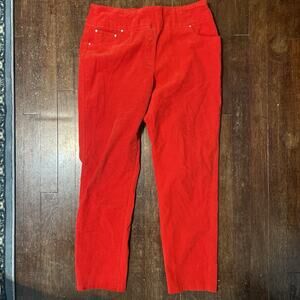 Ruby Rd Pants Womens Size 10 Corduroy Red Pull On Stretch High Rise Straight